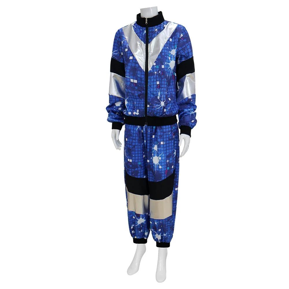 Women's Men's Costume 80s 90s Suit Party Accessories Disco Jacket Trousers Outfit Women's Men's Costume Tracksuit for Carnival