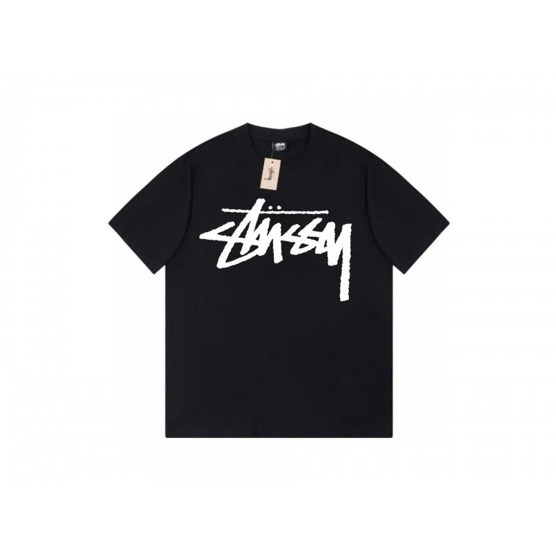 Stussy Short Sleeve T-Shirt Teens Loose Fit 270g Cotton Round Neck Casual Wear