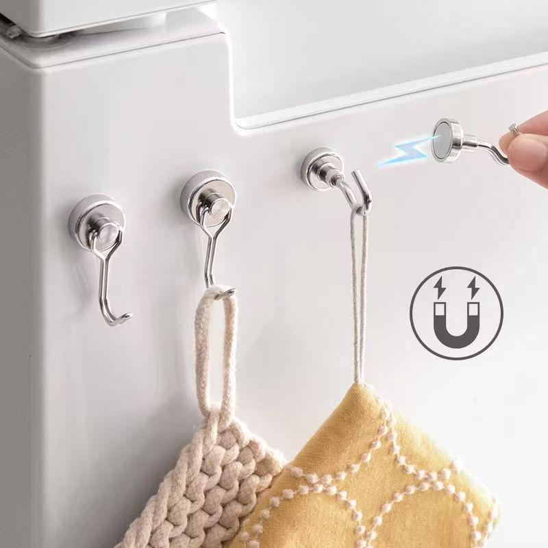 Heavy-Duty Self-Adhesive Rotating Magnetic Hook - No Drilling Required