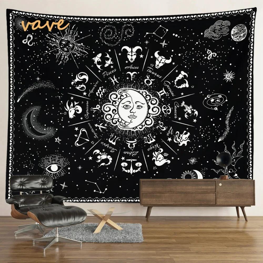 VIKAMA Mysterious Tarot Tapestry Sun Moon Mandala Wall Hanging for Meditation Witchcraft Altar Bohemian Home Decoration