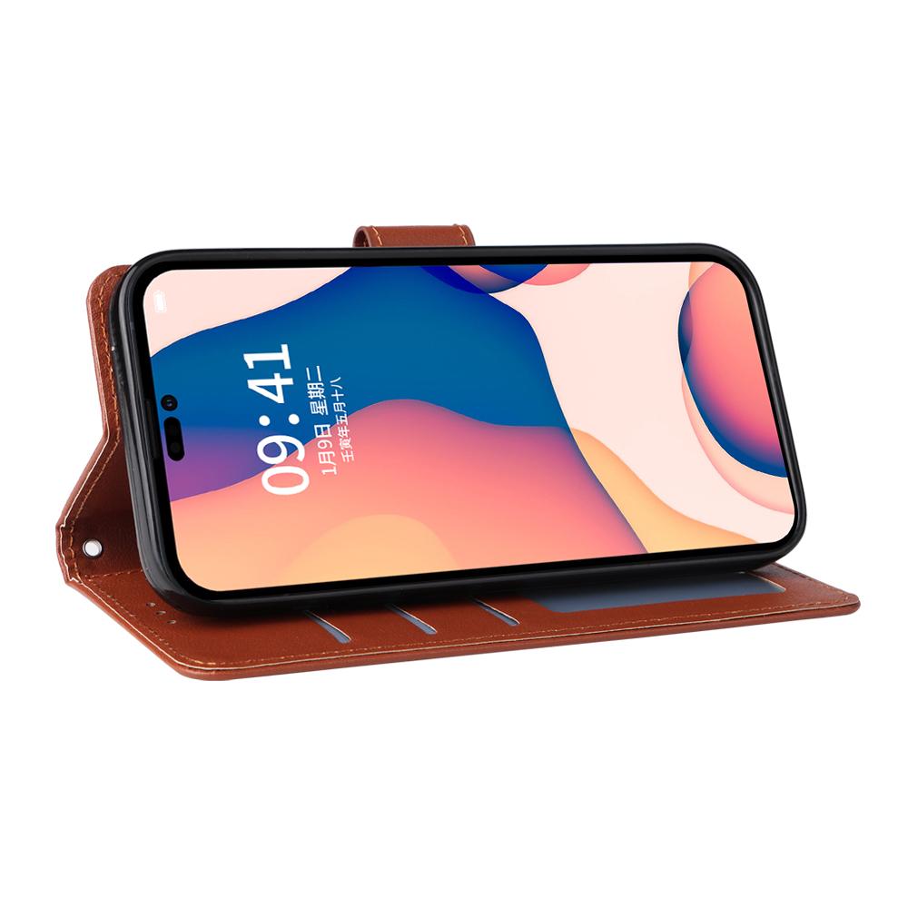 For iPhone 15 Magnetic Closure Flip PU Leather Phone Stand Cover Wallet Cell Phone Case