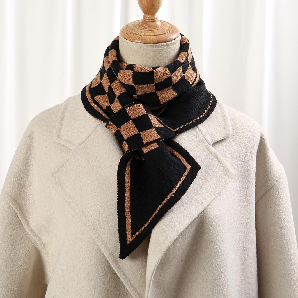 New Korean Style Knitted Shawl Scarf Women Winter Black White Checkered Plaids Grids Scarf Pashmina Shawls