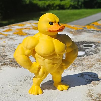 1pc Funny Muscle Yellow Duck Toy Funny Standing Duck Home Decoration Desktop Ornaments To Send Friends A Small Gift.