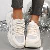 Fashion Fashion Crystal Chunky Sneakers Women Thick Bottom Non Slip Vulcanized Shoes Woman Plus Size 43 Breathable Platform Sports Shoes