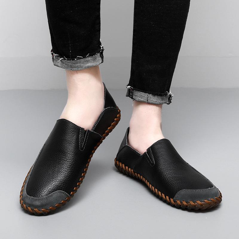 8337 Men'S Shoes Loafers Casual Shoes Flat-Bottomed Lazy Small Leather Shoes Low-Top Real Cowhide Surface Foot Cover Two Wear Single Shoes