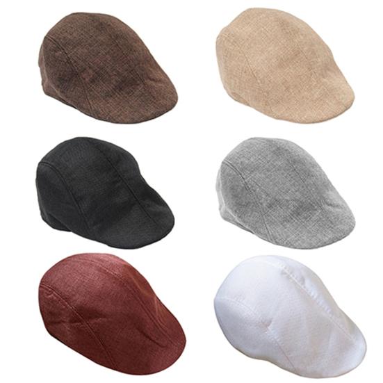 Hat Comfortable Solid Color Flax Breathable Peaked Cap for Daily Life