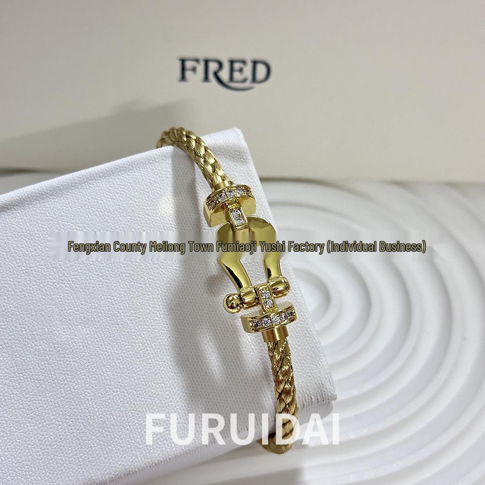 Fei Family Diamond Horseshoe Bracelet: Zodiac-Themed DIY Steel Wire for Couples