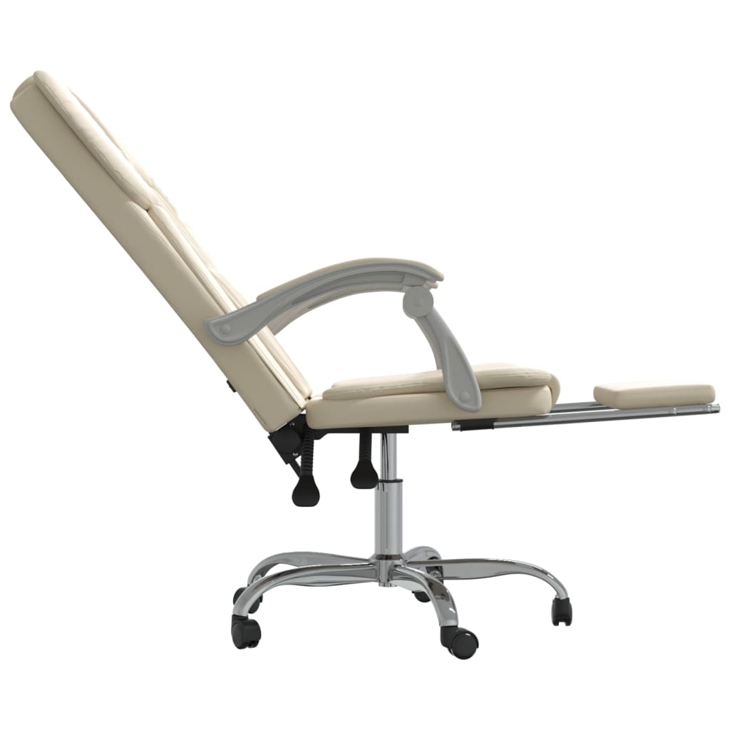 Office Chair with Reclining Function Cream Faux Leather