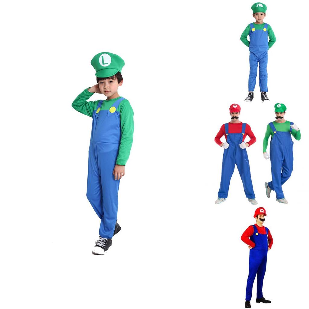 Super Mario Bros Luigi Costume For Kids And Adults Breathable Full Body Cosplay Dress With Exquisite Workmanship