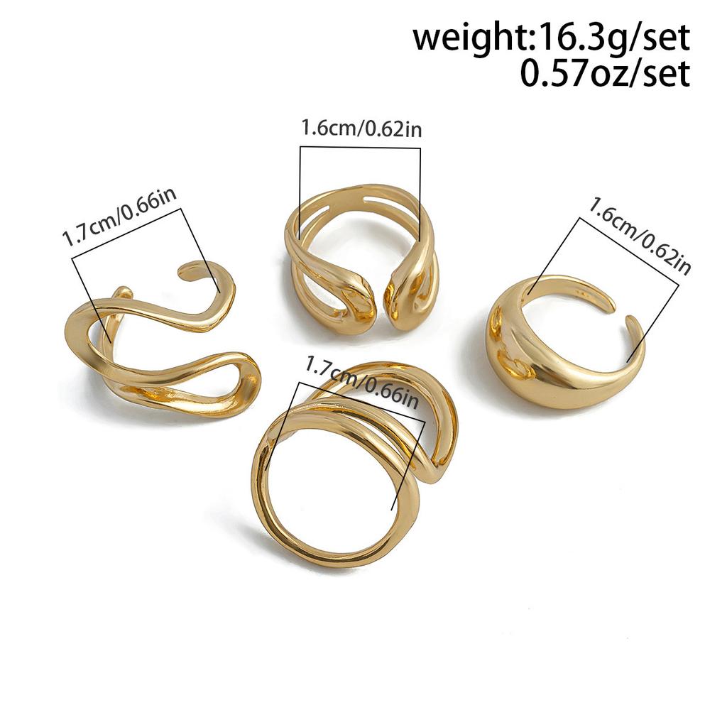 Party Daily Wear Rings Set Geometric lady Fashion suit 4Pcs exquisite  Handmade