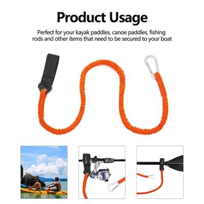 1 Peça Leash Elástico para Remo de Caiaque Ajustável Com Gancho de Segurança Vara de Pesca Corda Espiralada Corda de Segurança Corda de Amarração Acessórios para Barco