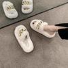Internet Celebrity Popular Fluffy Shoes Women Wear 2025 New Autumn Chain Fashion Go Out Thick Soled Plush Cotton Slippers