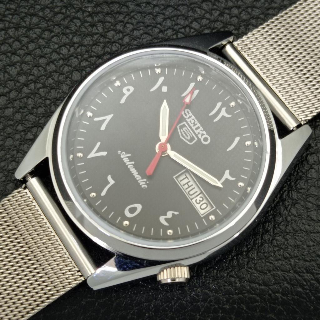 REFURBISHED AUTOMATIC SEIKO 5 JAPAN 6309A MENS ARABIC BLACK DIAL WATCH a427361-2 QRL-a427361