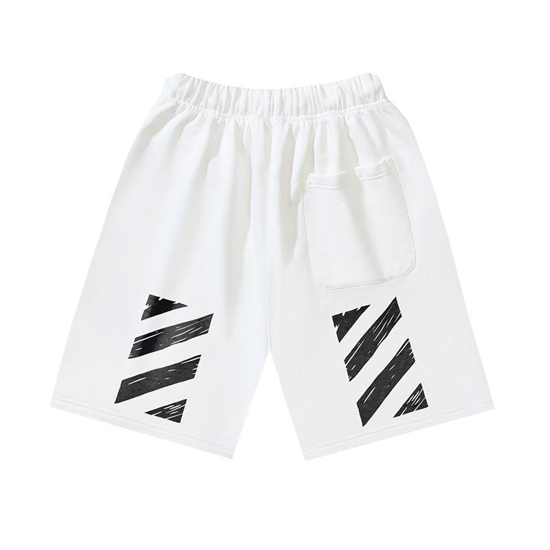 1210 Off-White 2026 Spring/Summer New OW Graffiti Slant Stripe Printed Men's and Women's Casual Loose Shorts