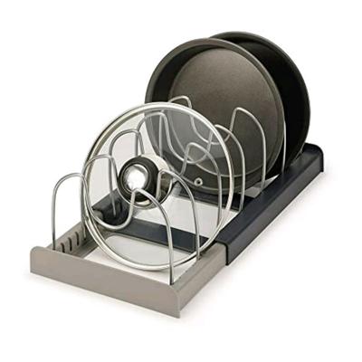 Multifunctional Kitchen Pots & Pans Organizer Stainless Steel Dish Rack Pot Lid Plate Bowl Retractable Storage Shelf Dinner Pans Cutting Board