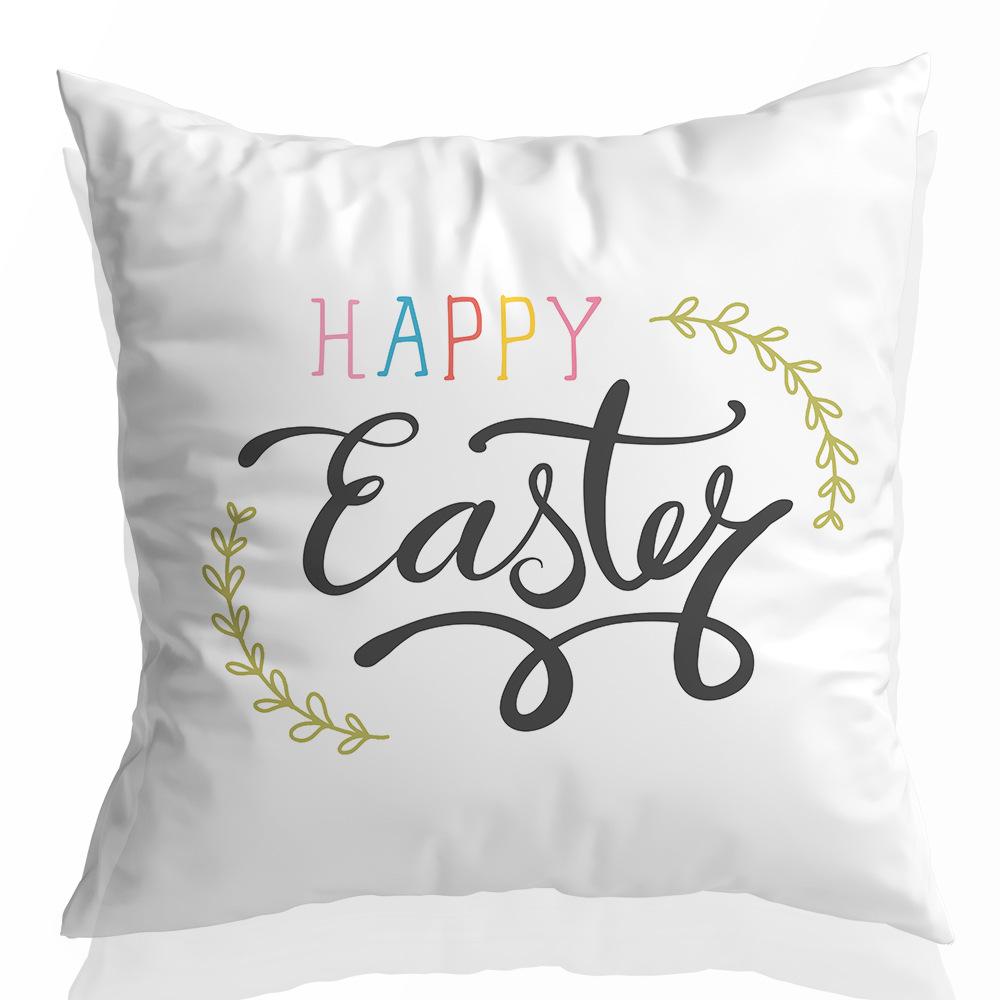 Easter Spring Peach Leather Velvet Printed Pillow Cover Festive Cartoon Rabbit Car Sofa Living Room Pillow Cover