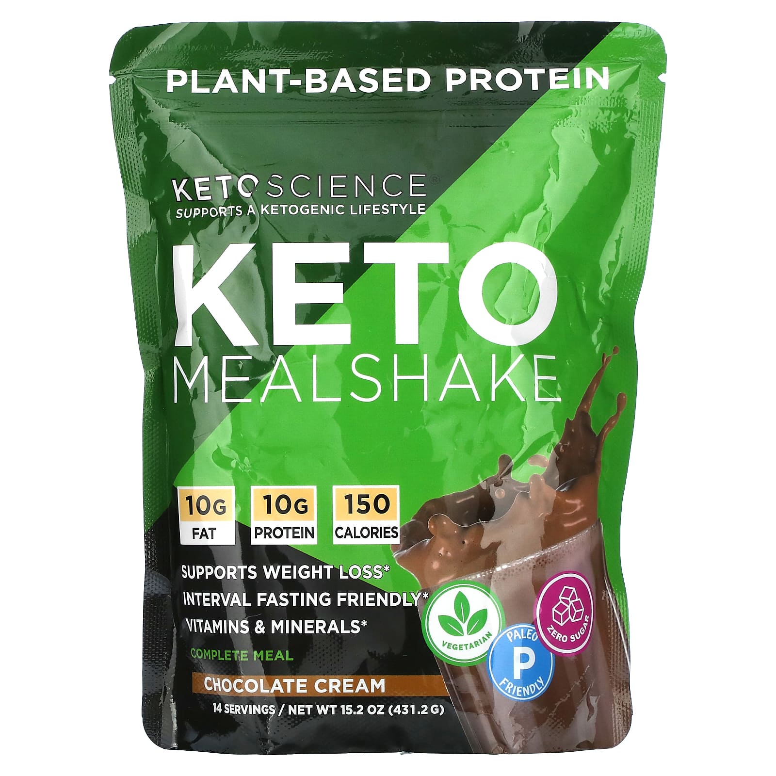 

Keto Science, Keto Mealshake, Chocolate Cream, 15.2 oz (431.2 g)