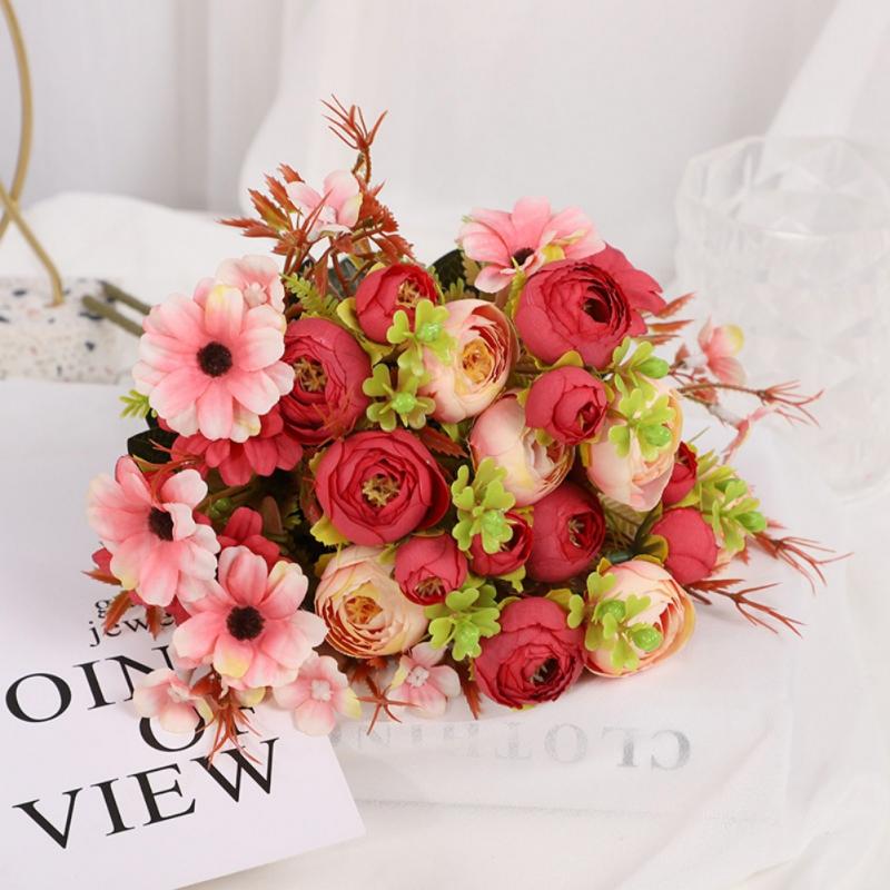 Ретро Шелк Искусственные Розы Букет Пионовые Розы Цветы Сделай Сам Свадебное Украшение Дома Букет Невесты Искусственные Цветы