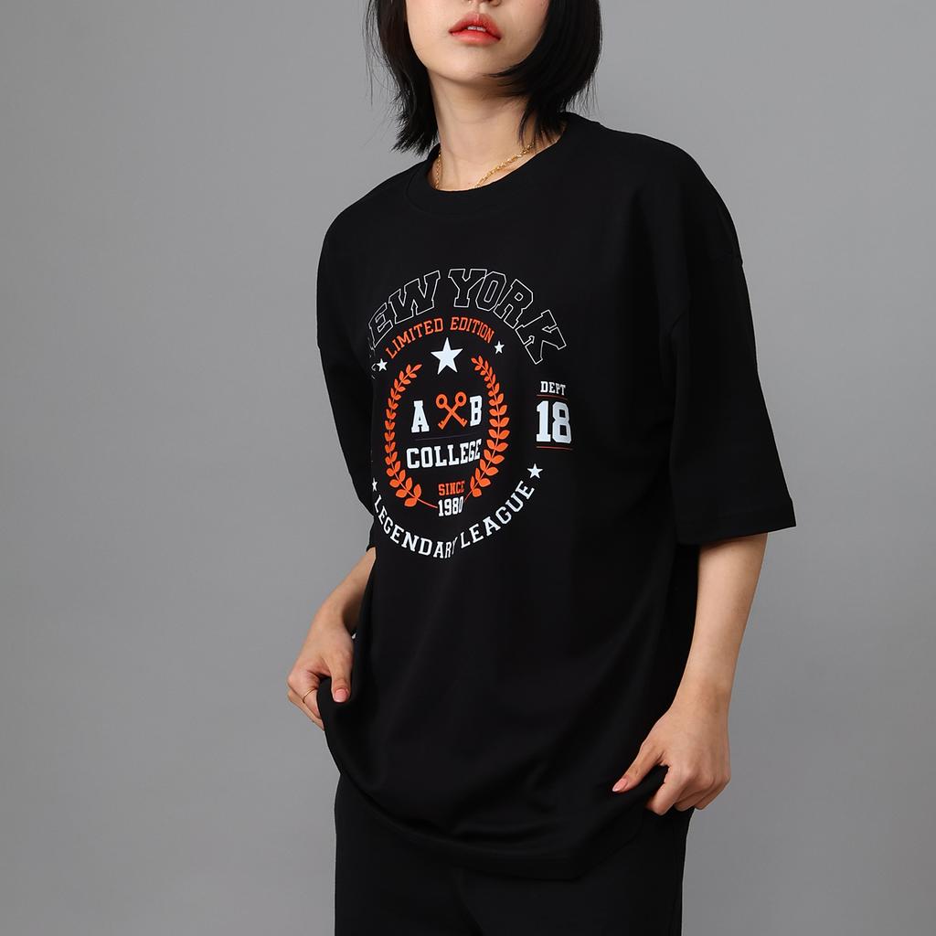 Seutailligseu New York 1918 Pure Cotton Oversized Short Sleeve T-Shirt 4 Colors