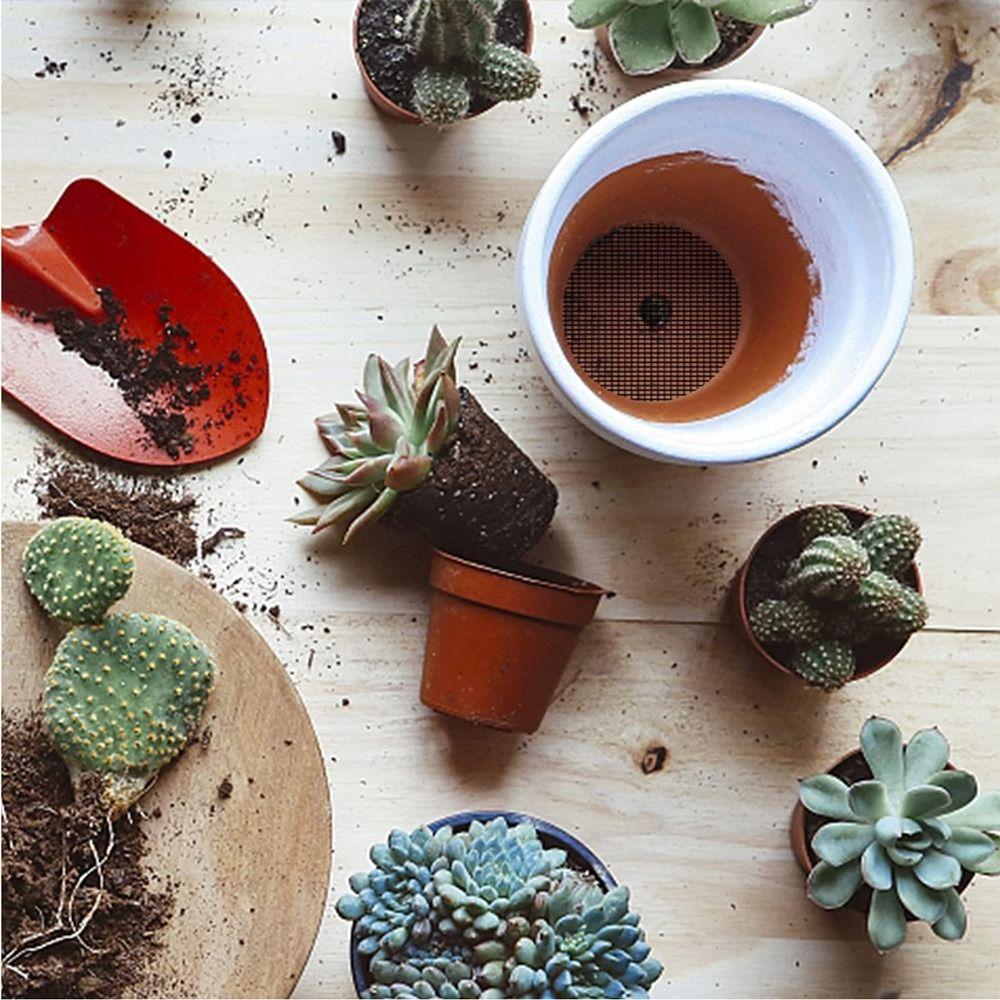 5pcs Insect Proof Flower Pot Gasket Breathable Bonsai Grid Mat Soil Pad Flower Pot Mesh Pad  Garden