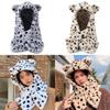 Plush Leopard Print 3d Hooded Hat With Neck Warmer For Winter Warmth