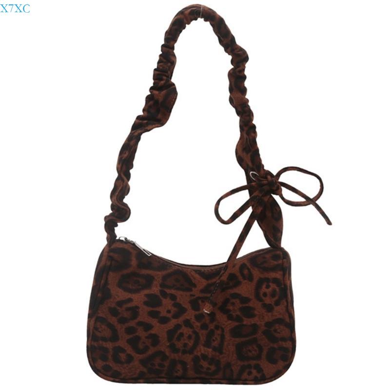 

X7XC Women Bag Autumn Winter Shoulder Bag Retro Armpit Bag Top Handle Handbag Commuting Bag Leopards Print Underarm Bag