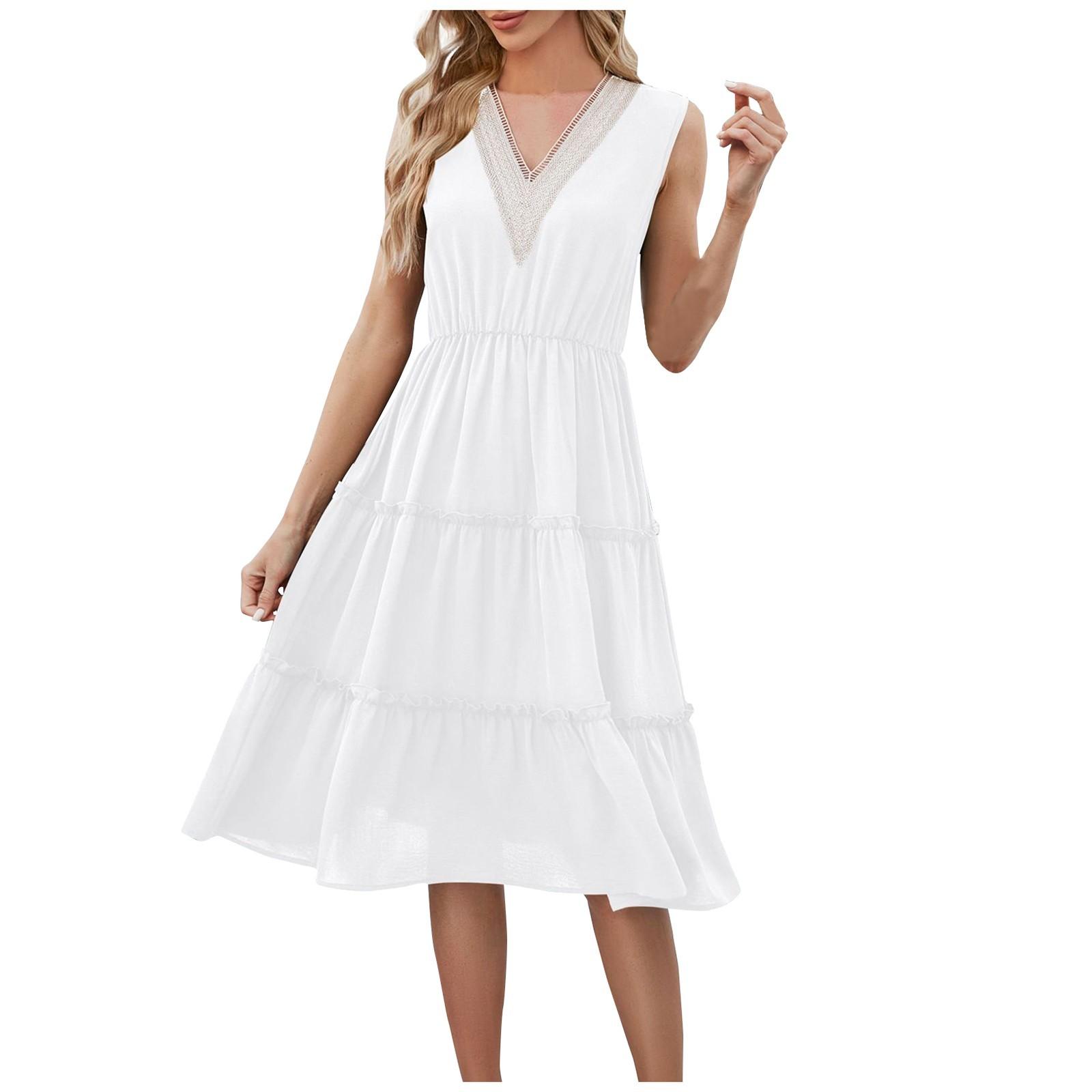 

Женское повседневное модное сексуальное удобное однотонное индивидуальное крутое дышащее платье XL белый