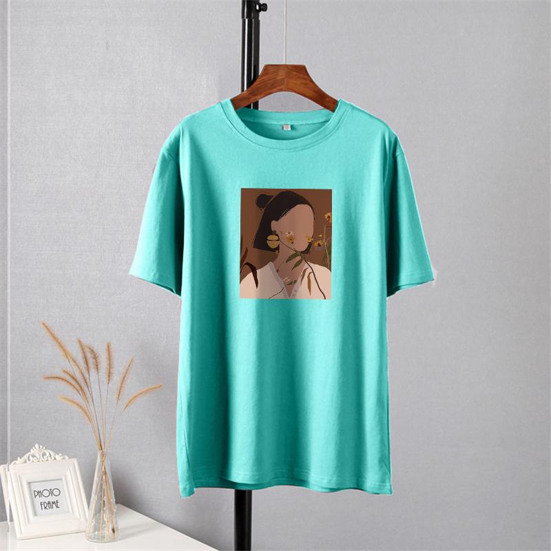Camiseta Shellsuning con estampado estético a la moda para mujer, camisetas informales 100% de algodón de gran tamaño con cuello redondo, camisetas Harajuku para mujer, camisetas básicas simples