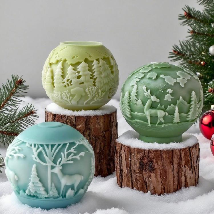 Festives Silicone Craft Christmasl Ball Mold Multipurpose Holiday Decorations And DIY Candle Soap Making Supplies
