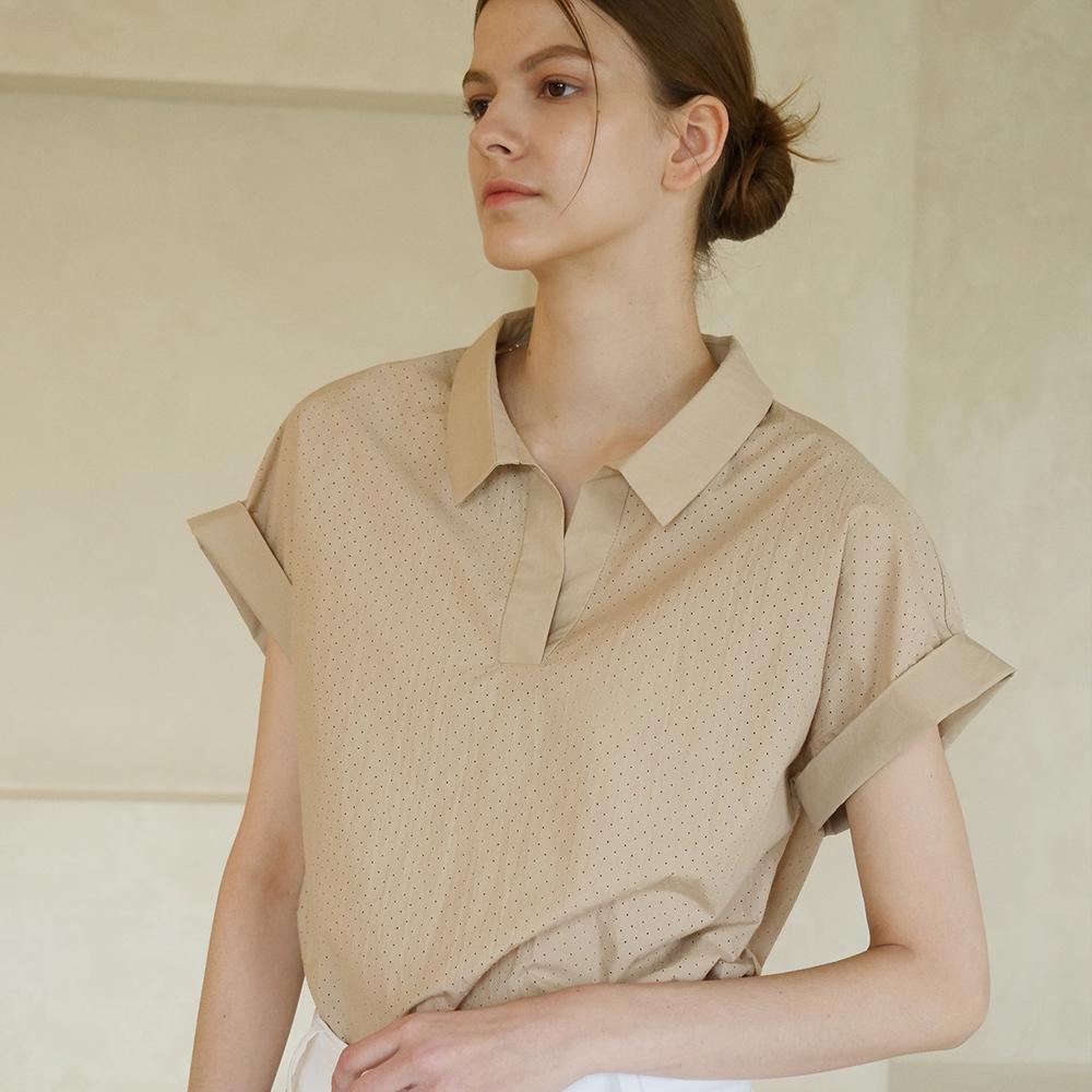 Рубашка-блузка Acud с перфорацией _ Бежевая Beige/S