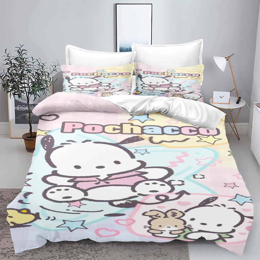 Cute Pochacco Dog Bedding Sets Comforter Cover Bed Cover Duvet Cover Pillow Case 2-3 Pieces Sets Kids Adult Bedroom Decor