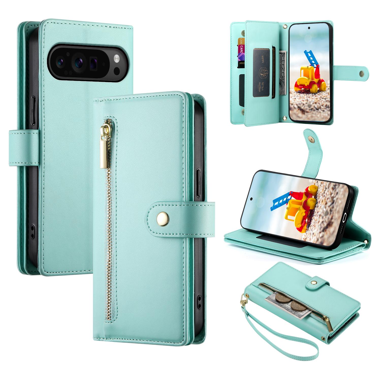 

DF-011 For Google Pixel 9 Pro XL Leather Case Zipper Wallet Stand Crossbody Phone Cover C
