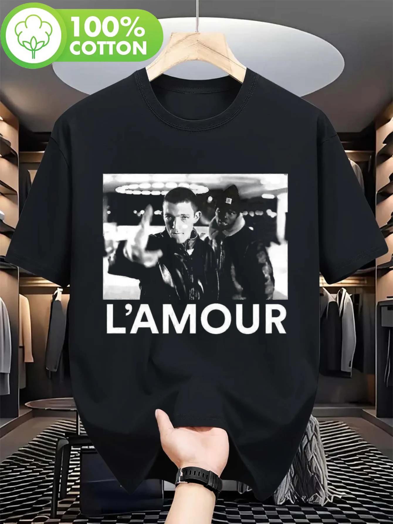 

Men s and Women s Black La Haine X L Amour Movie Pattern T-shirt Urban Street Casual Wear - Men s Summer Cotton Graphic Tee 5XL різнокольоровий