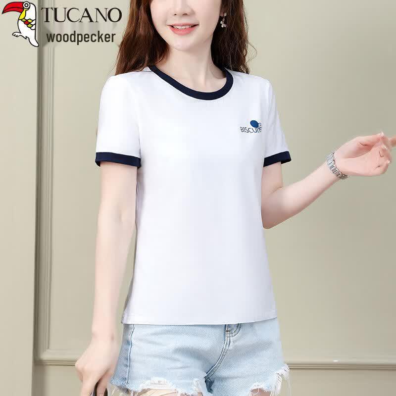 Woodpecker Women's Pure Cotton Round Neck Short Sleeve T-Shirt