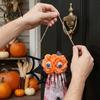 Scary Halloween Door Ornaments Decoration, Spooky Wooden Spider Web Skeleton Hand Wall Hanging Lighted Party Decor Ornament with Blood Gauze
