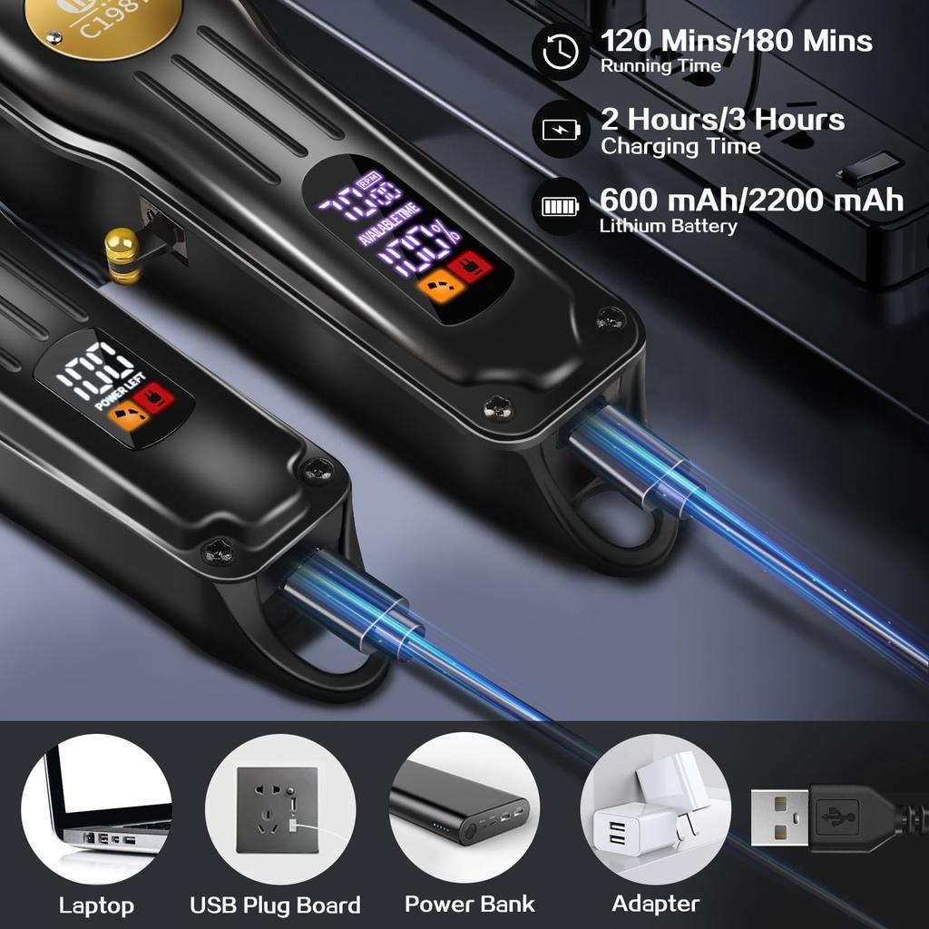 CIICII Mens Hair Clippers and Trimmers Set, Professional Cordless Barber Clippers for Hair Cutting Kit (Rechargeable USB Adjustable Beard & Hair