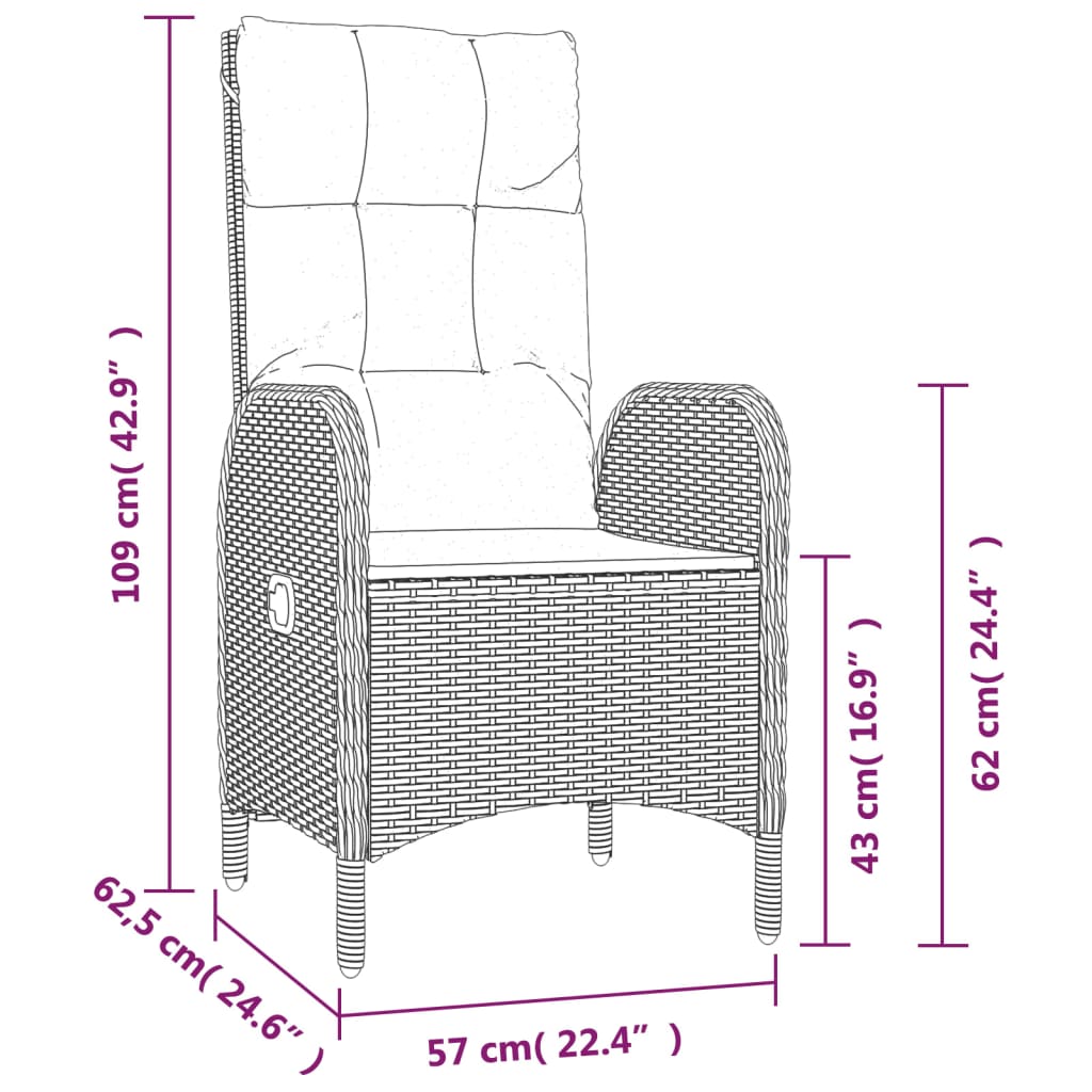 Vidaxl 9-Cz. Conjunto de Muebles de Jardín con Cojines, Gris, Ratán PE