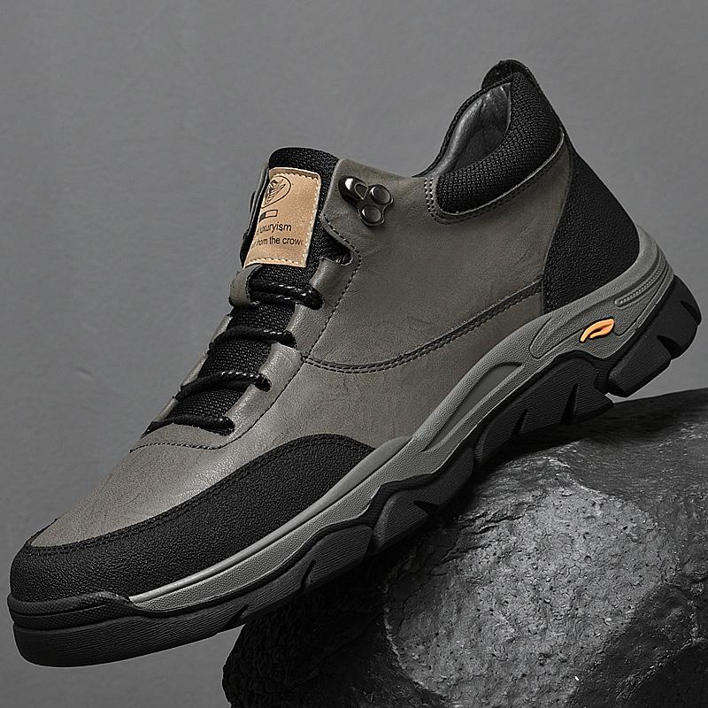 Fashion Luxury Brand Genuine Leather Mens Ankle Boots High Quality Outdoor Sneakers Fashion Treking Footwear Non-Slip Man Hiking Shoes