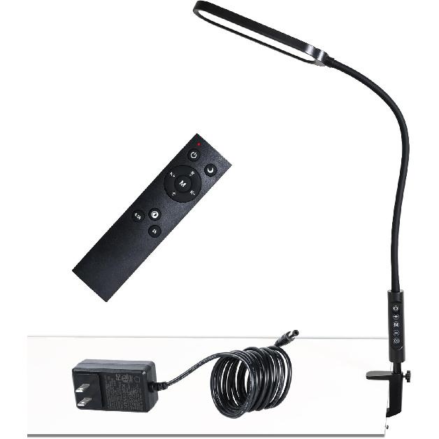 Clamp on Lamp, LED Desk Lamp, 18W, 3000 LMS, 3 Color Modes, 16 Brightness Levels, CRI>95, 0.5H/1H Timer, Eye-Caring Task Lamp with Remote for