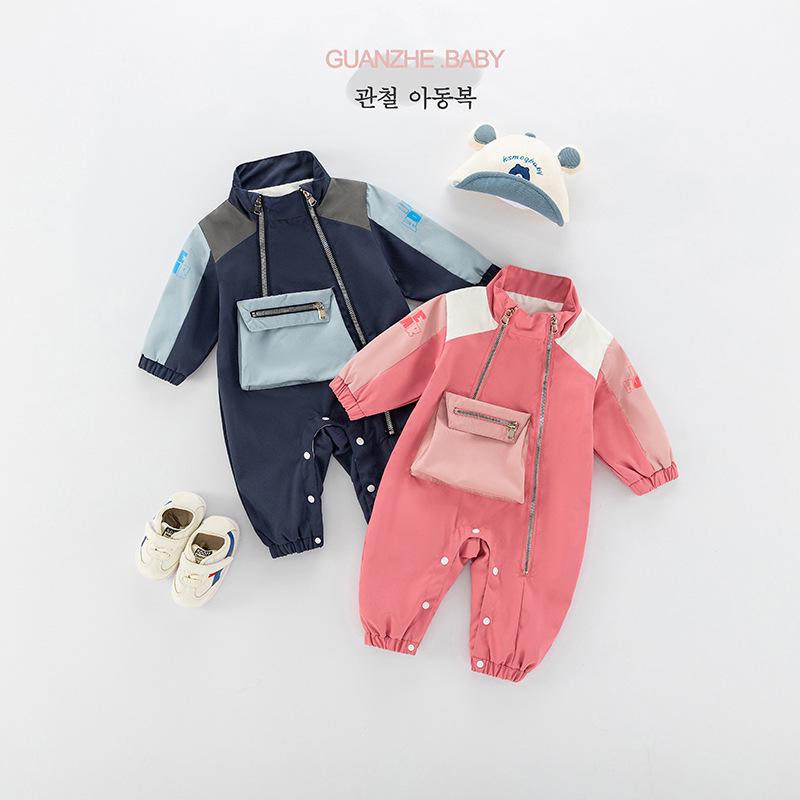

Autumn Baby Boy Double Zipper Romper Windbreaker Jacket 90cm синій