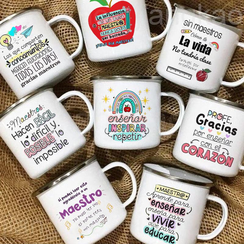 Without Teachers Like You Thank You for Teaching Me Printed Mug Coffee Cups Drinks Enamel Mugs Teacher's Day Gifts for Teachers