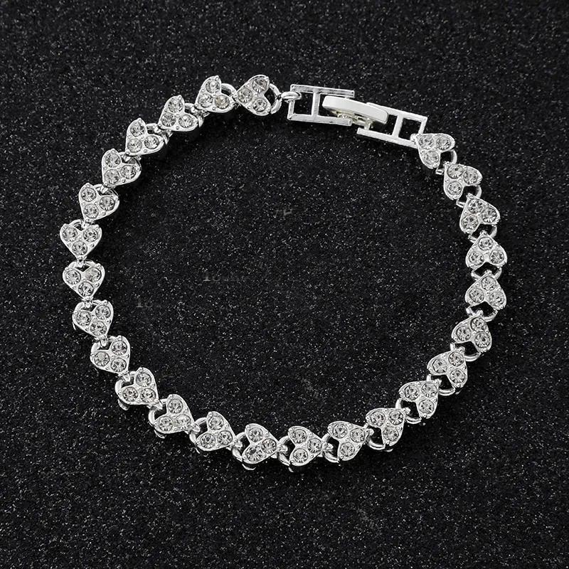Heart Design Zircon Wedding Bracelet Water Drill Encrusted Simple Sense Ins Style Jewelry Accessory