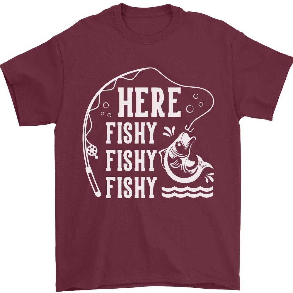 Here Fishy Fishy Funny Fishing FisherUnisex Unisexs TShirt 100 Cotton S