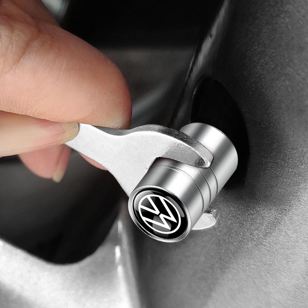 4Pcs Car Styling Metal Tire Valve Stem Caps Rim Accessories For Volkswagen Golf Rline Passat GTI Lavida Sagitar Scirocco Tiguan