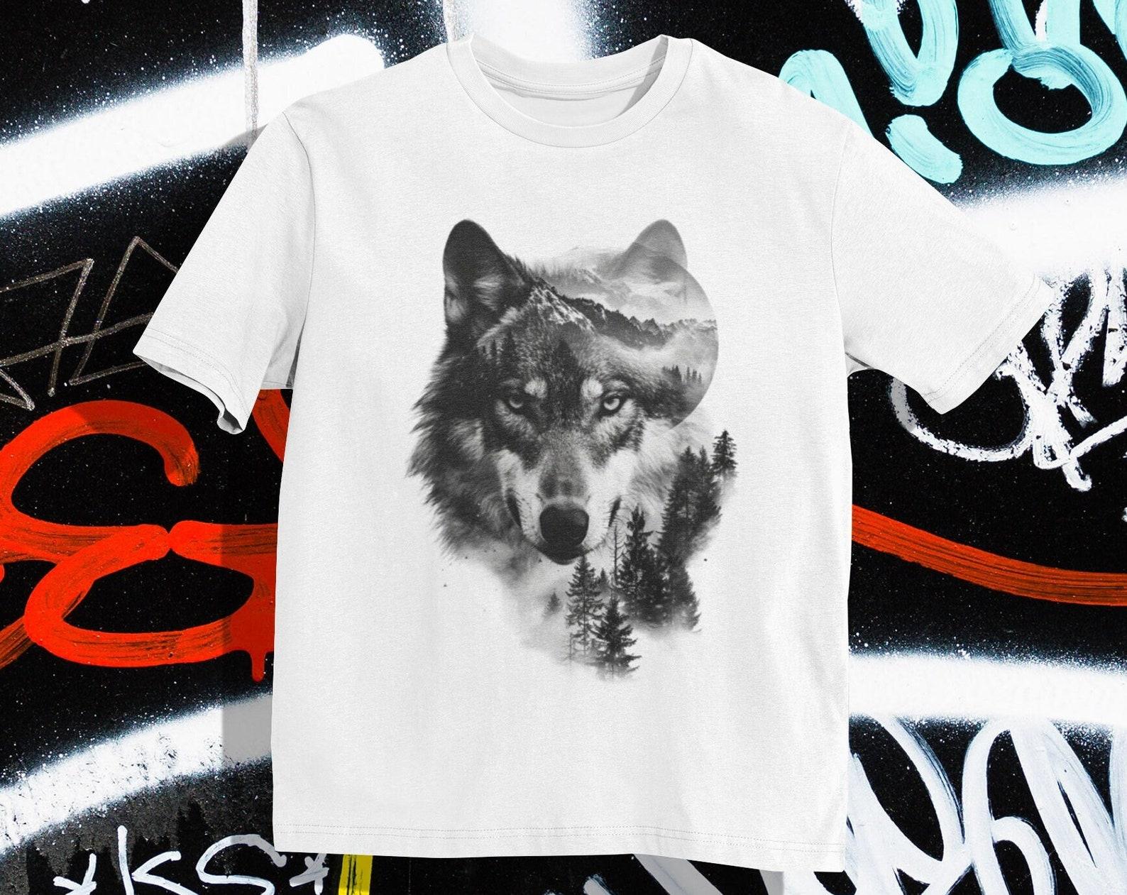 Moonlit Wolf T-shirt: Wilderness Wildlife Art Tee S