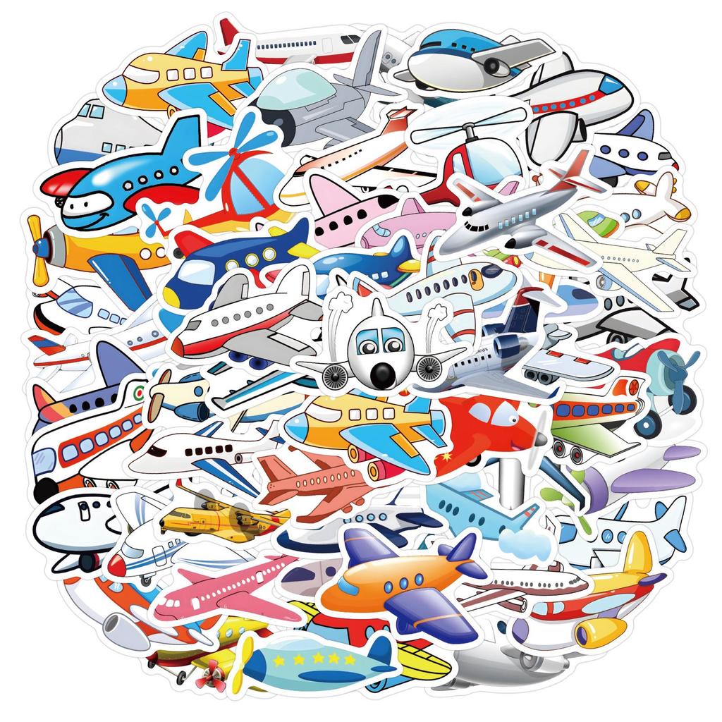 60 Cartoon Airplane Transportation Stickers: Waterproof for Planners, Stationery, Water Bottles, and Computers