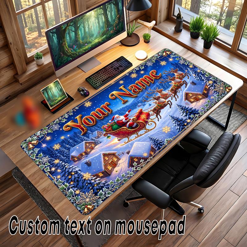 Christmas Custom Name Printed Mouse Pad Non Slip Desk Mat For Office Gaming Home Use Holiday Gift