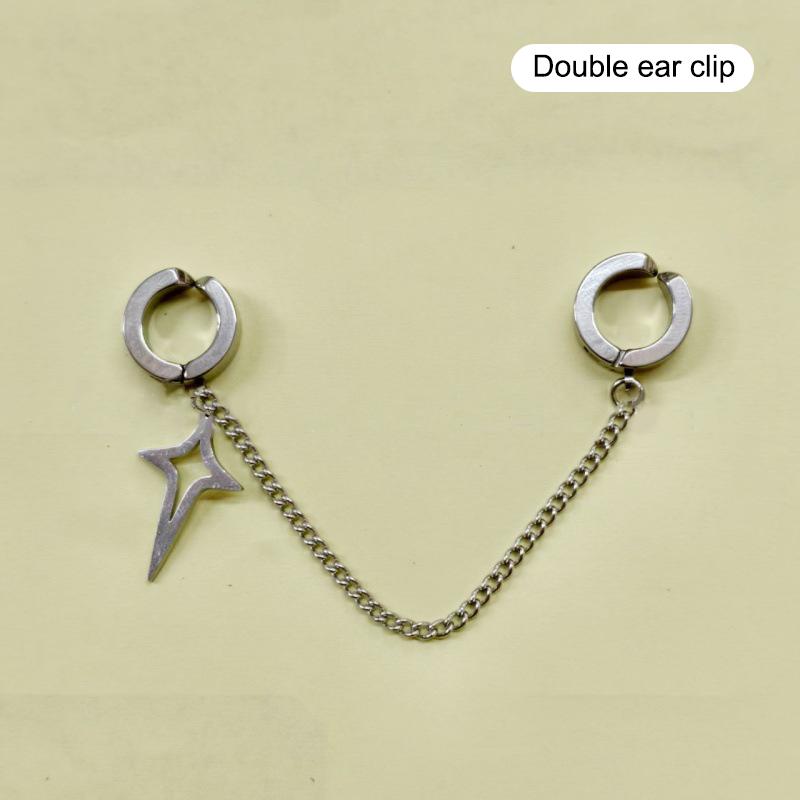 2 Pièces Boucles d'Oreilles Minimalistes Pour Adolescents Oreille Sans Perçage Bijoux Femmes Hommes Rétro Punk Pendentif Étoile à Quatre Pointes Ornements Cadeau
