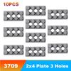 3709 2x4 Plate 3 Holes Reinforced DIY Building Blocks Accessories Hole Bricks Suitable For All Brands Small Particles Toy