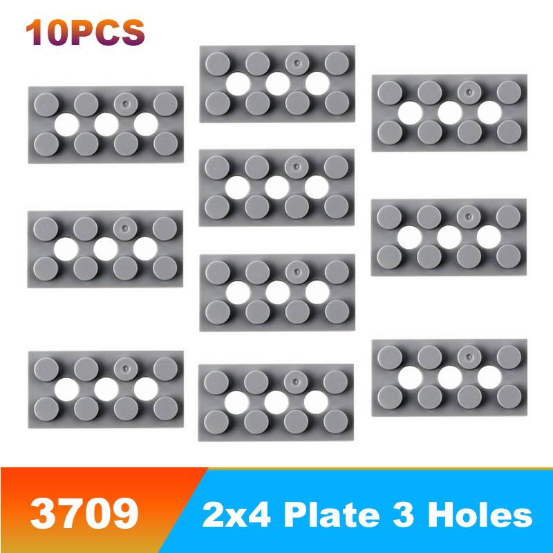 3709 2x4 Plate 3 Holes Reinforced DIY Building Blocks Accessories Hole Bricks Suitable For All Brands Small Particles Toy